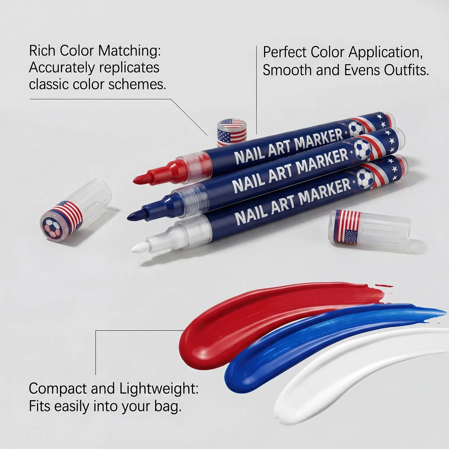12 Colors Nail Art Pens Set – Quick-Dry Team Colors