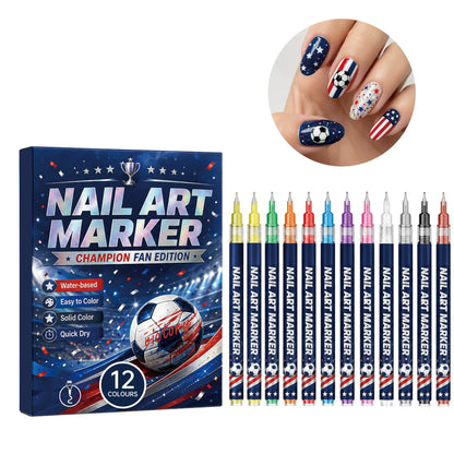 12 Colors Nail Art Pens Set – Quick-Dry Team Colors