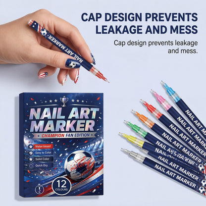 12 Colors Nail Art Pens Set – Quick-Dry Team Colors